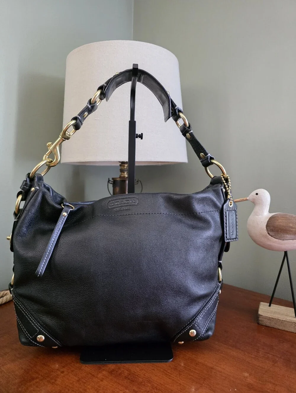 Coach 10615M Carly Hobo Shoulder Bag Black Leather Purse Y2K